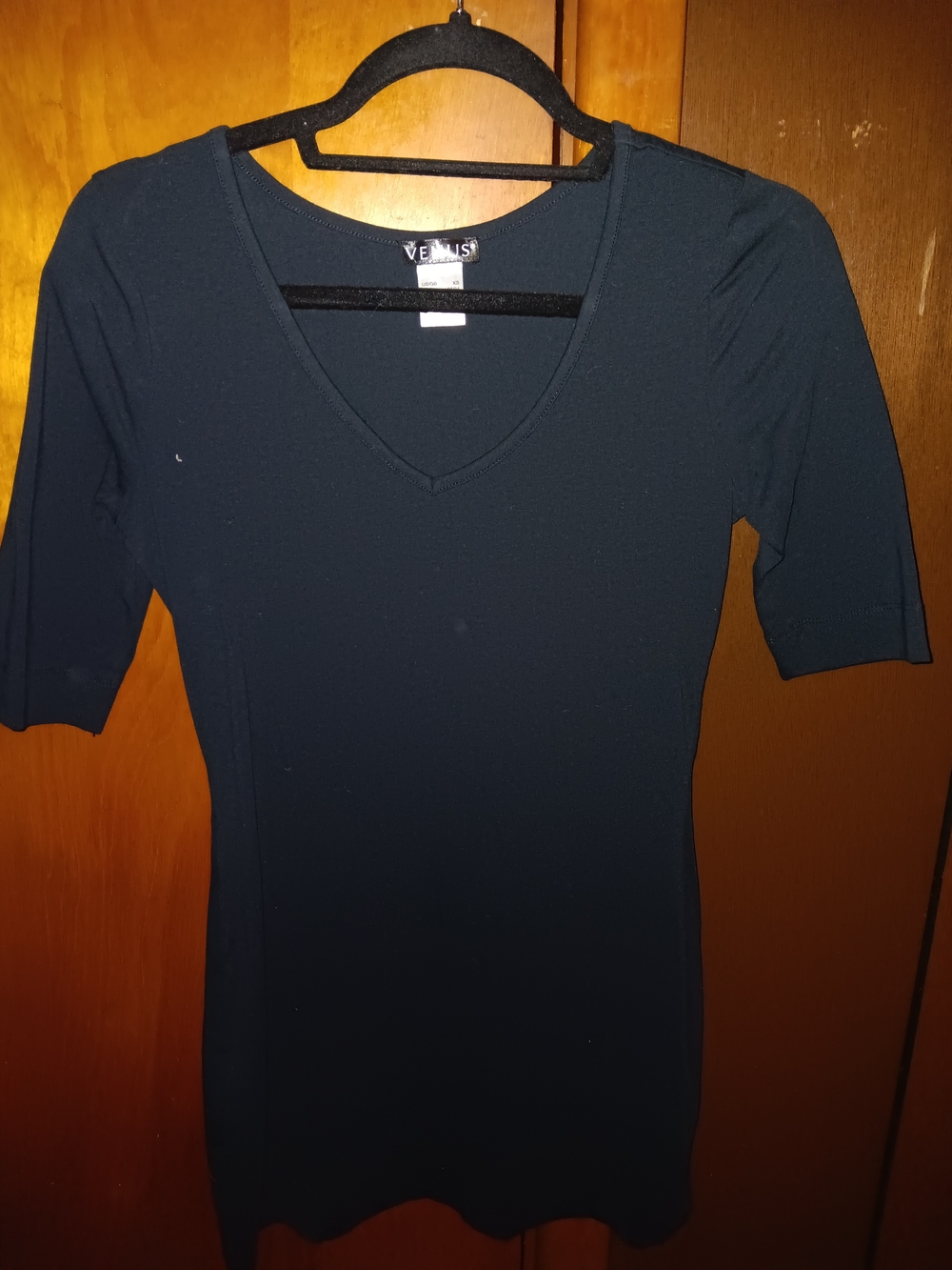 VENUS Long Black V-Neck Tunic Top/Mini Dress/Bathing Suit Cover
